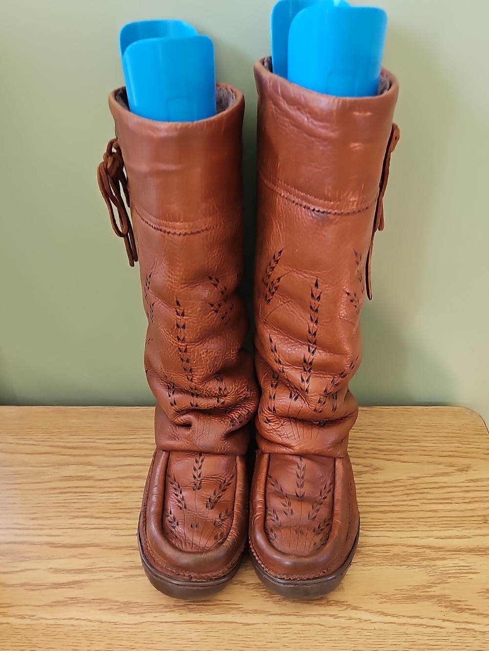 Women's Brown Leather Mid-Calf Winter Boots